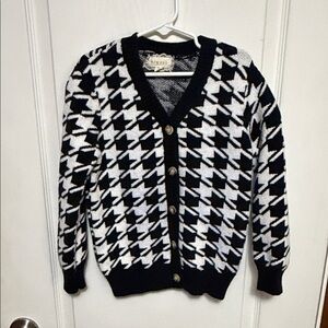 btween Black and White Houndstooth Kids Cardigan